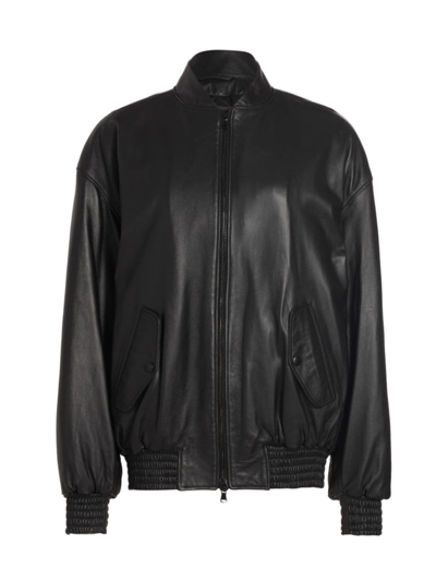 Shop Wardrobe.nyc Women's Oversized Leather Bomber Jacket In Black