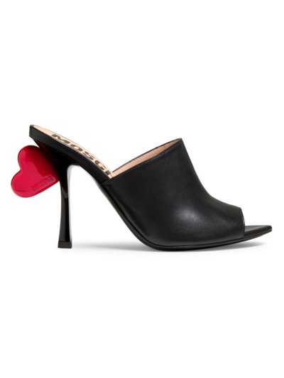 Shop Moschino Women's Sweetheart 88mm Leather Mules In Nero
