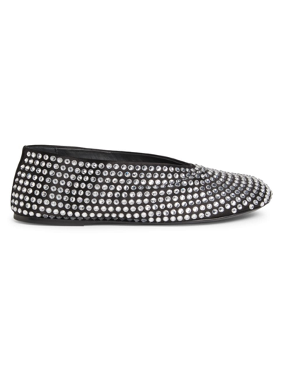 Shop Khaite Women's Marcy Crystal-embellished Leather Flats In Black