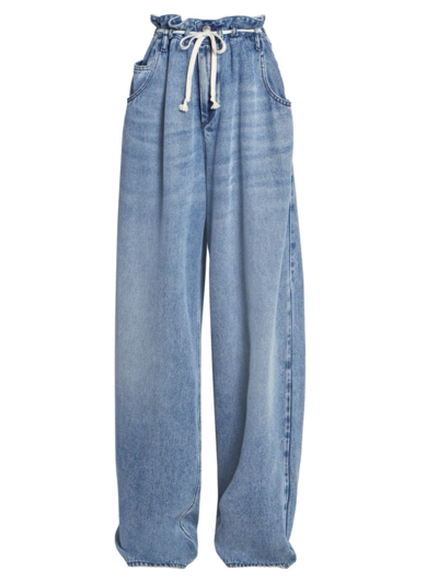 Shop Isabel Marant Women's Jordy Drawstring Wide-leg Jeans In Light Blue