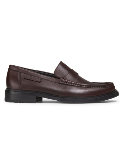Shop Moschino Men's Leather Shoes In Tobacco
