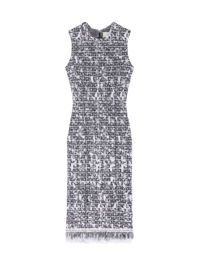 Shop Givenchy Women's Dress In 4g Tweed With Chain Detail In Black White