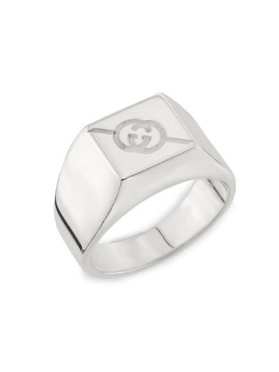 Shop Gucci Men's  Tag Ring In Silver