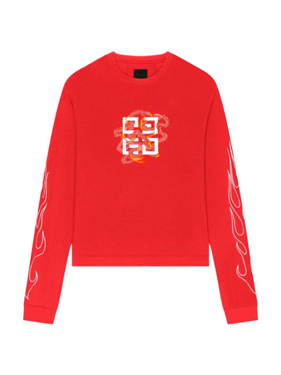 Shop Givenchy Men's Boxy Fit T-shirt In Cotton With 4g Dragon Print In Red