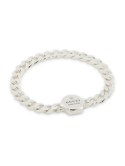 Shop Gucci Men's Trademark Bracelet In Silver