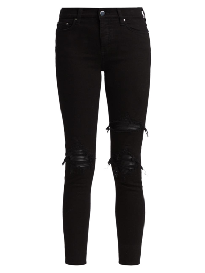 Shop Amiri Women's Mx1 Distressed Skinny Jeans In Black