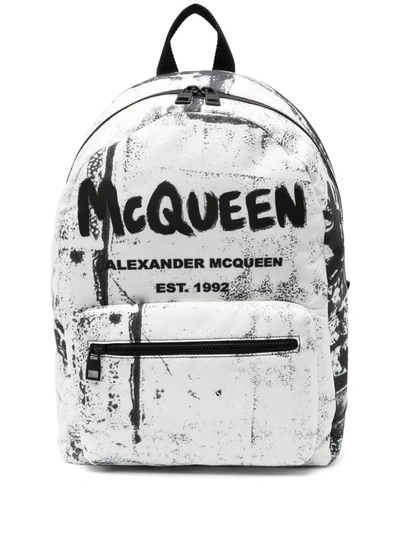 Shop Alexander Mcqueen Graffiti Backpack In Nero E Bianco