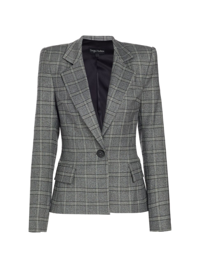 Shop Sergio Hudson Women's Wool-blend Windowpane Plaid Jacket