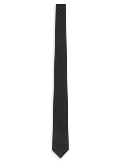 Shop Saint Laurent Men's Dotted Tie In Shiny And Matte Silk Jacquard In Black