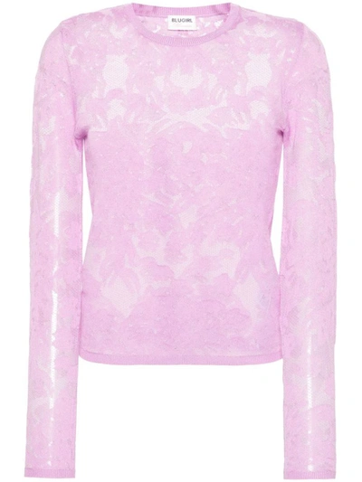 Shop Blumarine Lace Top In Lilac