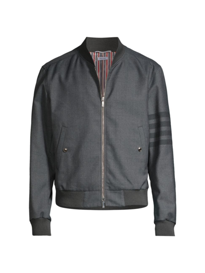 Shop Thom Browne Men's Wool-blend Blouson Bomber Jacket In Grey