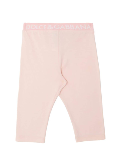 Shop Dolce & Gabbana Baby Girl's Logo Leggings In Rose