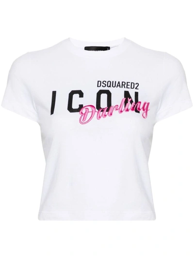 Shop Dsquared2 Slogan Motif T-shirt In White