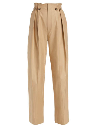Shop Victoria Beckham Women's Gathered High-rise Tapered Pants In Honey