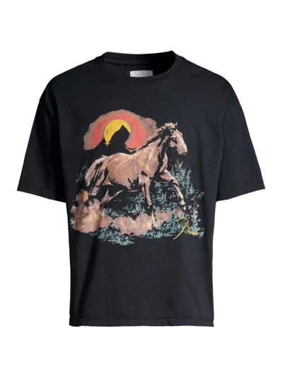 Shop Rhude Men's Santo Graphic Cotton T-shirt In Black