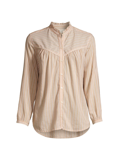 Shop Birds Of Paradis Women's Ruth Pinstriped Cotton-blend Shirt In Burro Stripe