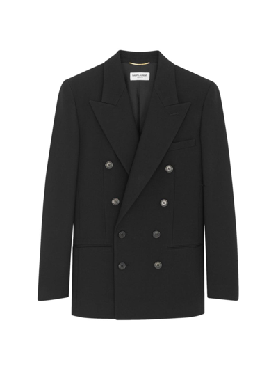 Shop Saint Laurent Women's Jacket In Wool Gabardine In Black