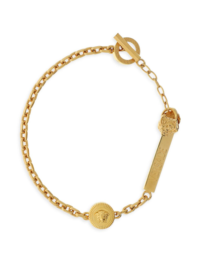 Shop Versace Men's Brass Chain-link Bracelet In  Gold