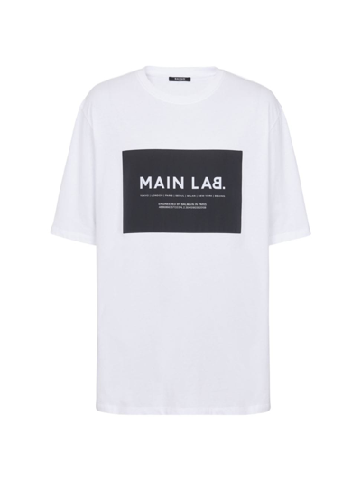 Shop Balmain Men's Main Lab Crewneck T-shirt In White Black