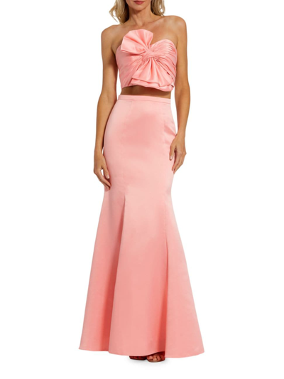 Shop Mac Duggal Women's Strapless Bow Top & Mermaid Skirt 2-piece Set In Petal Pink