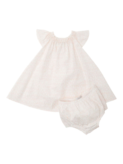 Shop Dolce & Gabbana Baby Girl's Logo Print Dress & Bloomers Set In Logo Rose