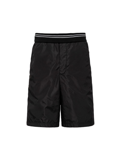 Shop Prada Men's Piqué Bermuda Shorts With Re-nylon Details In Black
