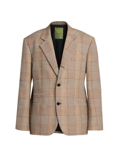 Shop Bottega Veneta Men's Check Cotton Two-button Sport Coat In Brown Check