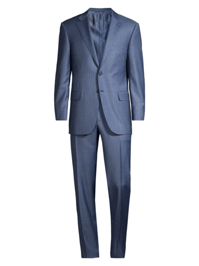 Shop Canali Men's Siena Striped Wool Suit In Blue