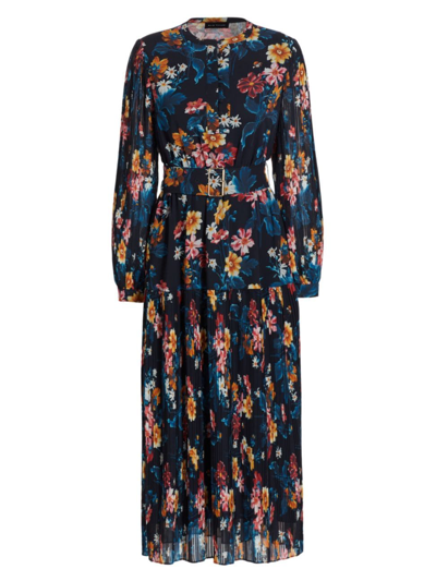 Shop Elie Tahari Women's Rey Belted Floral Midi-dress In Paradise Print