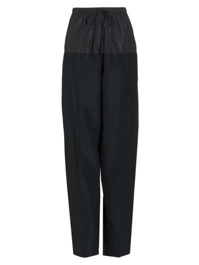 Shop Alexander Wang Women's Wool-blend Drawstring Pants In Black
