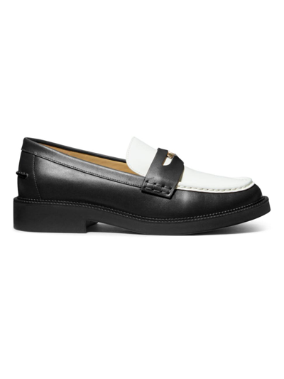 Shop Michael Michael Kors Women's Eden Vachetta Leather Loafers In Black White