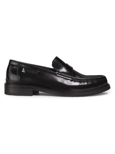 Shop Moschino Men's Leather Shoes In Black