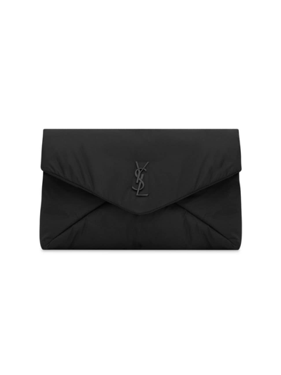 Shop Saint Laurent Women's Cassandre Large Envelope Pouch In Nylon In Black