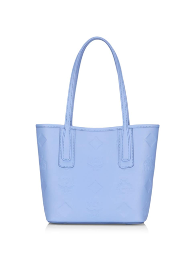 Shop Mcm Women's Liz Monogram-embossed Leather Shopper Tote Bag In Blue