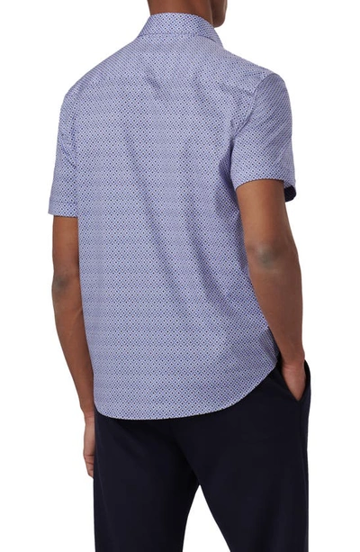 Shop Bugatchi Ooohcotton® Geo Print Short Sleeve Button-up Shirt In Lavender