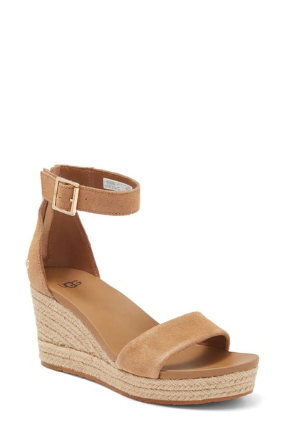 Shop Ugg Aylani Espadrille Wedge Sandal In Chestnut