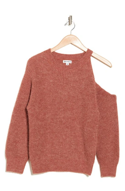 Shop Vigoss Cutout Shoulder Pullover Sweater In Rosewood