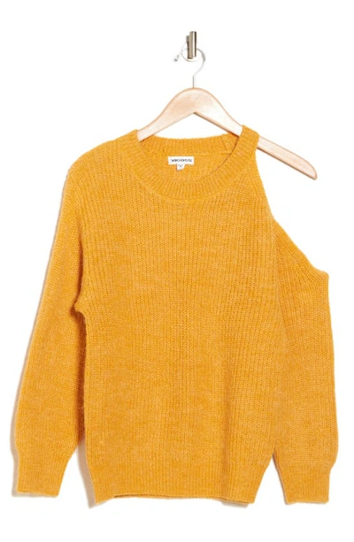 Shop Vigoss Cutout Shoulder Pullover Sweater In Sunflower