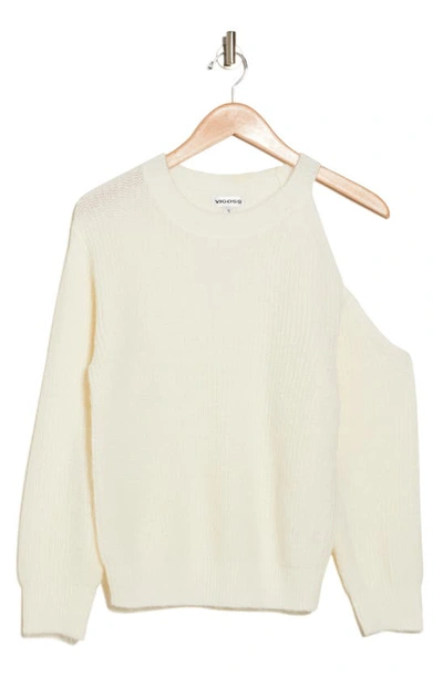 Shop Vigoss Cutout Shoulder Pullover Sweater In Ivory