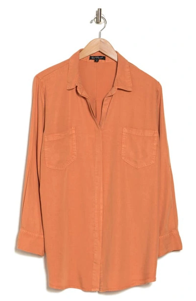 Shop Velvet Heart Riley Long Sleeve Tencel® Lyocell Button-up Shirt In Terracotta