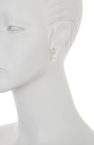 Shop Argento Vivo Sterling Silver Chunky Cubic Zirconia Heart Huggie Hoop Earrings In Gold