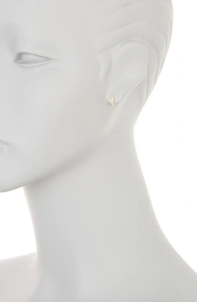 Shop Argento Vivo Sterling Silver Pavé Cubic Zirconia Heart Stud Earrings In Gold