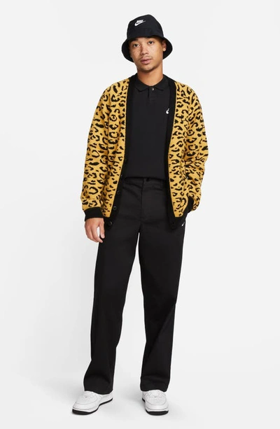 Shop Nike Circa Leopard Cardigan In Wheat Gold/ Black/ White