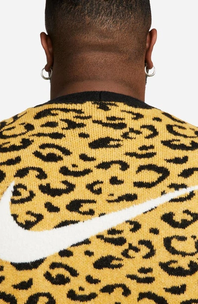 Shop Nike Circa Leopard Cardigan In Wheat Gold/ Black/ White