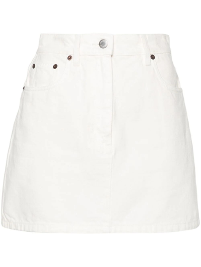 Shop Prada Denimi Mini Skirt In White