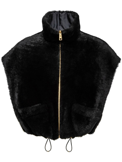 Shop Prada Shearling Vest In Black