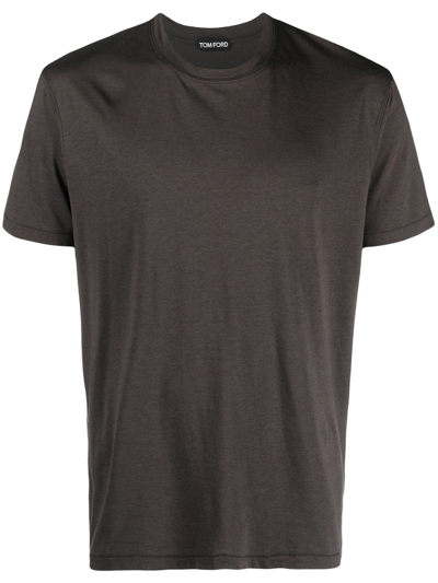 Shop Tom Ford Crew Neck T-shirt In Brown