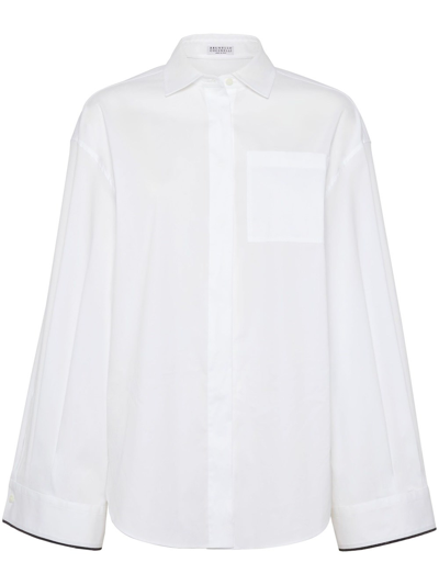Shop Brunello Cucinelli Shirt With Contrasting Edge In White