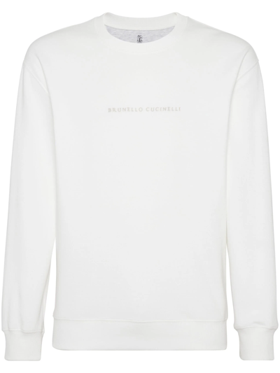 Shop Brunello Cucinelli Sweatshirt With Embroidery In White