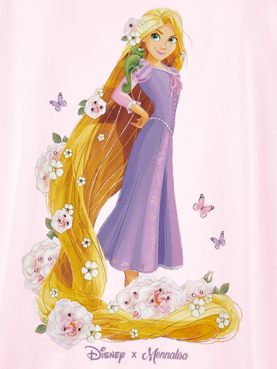 Monnalisa Rapunzel Sleeveless Maxi T-shirt In Rosa Fairy Tale